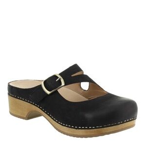 Dansko Britney Black Leather Mule Clogs size size 40